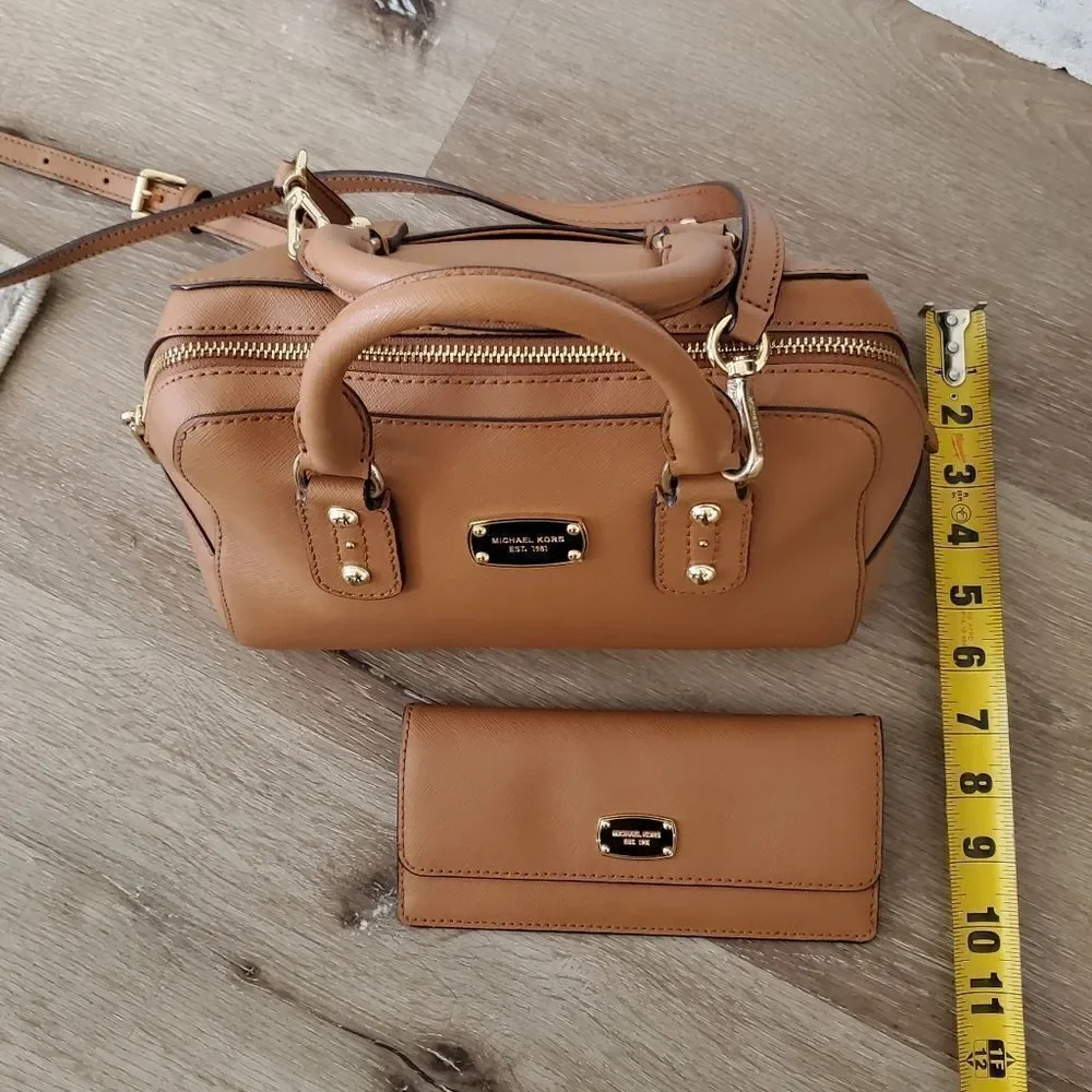 Michael Kors Saffiano Leather Crossbody Satchel and Bi-fold Wallet